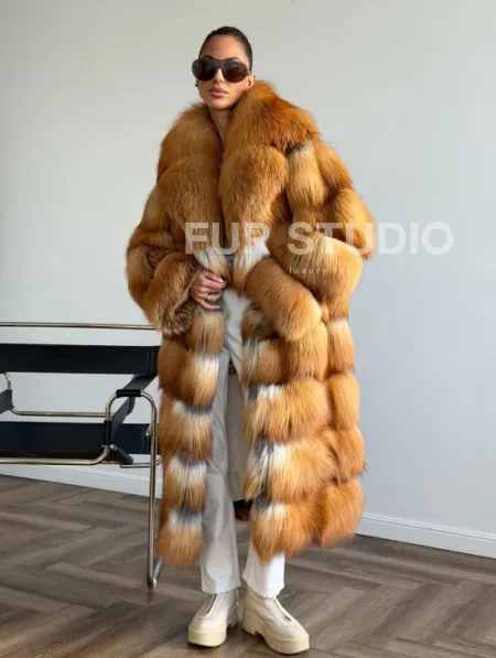 Шуба из меха огненной лисы - фото 0