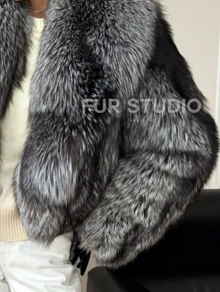 Кроп-шуба из чернобурой лисы - фото 2