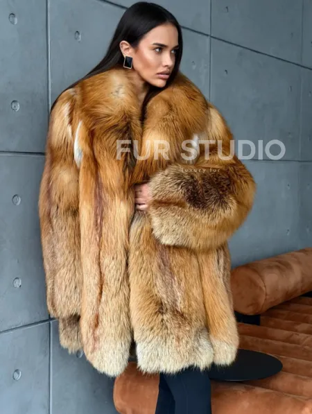Шуба из натурального меха лисы - фото 3