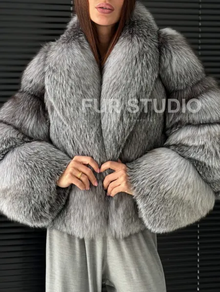 Полушубок - кроп из меха блюфрост - фото 1