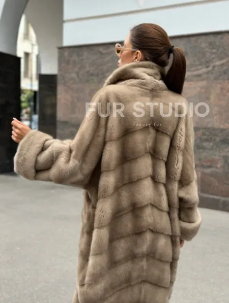 Норковая шуба в цвете пастель - аукционная норка - фото 2