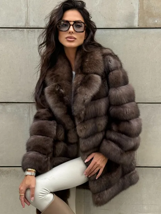 Шуба из баргузинского соболя с цельным английским воротником SILVER 2-3 - фото 4