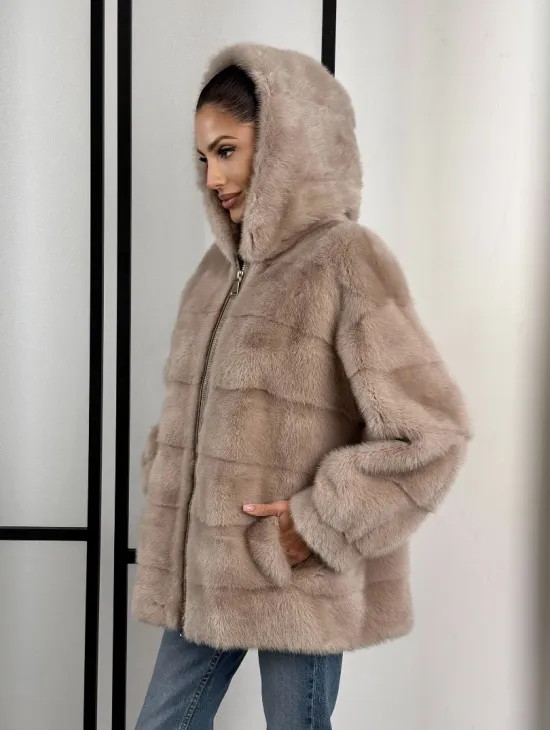 Зимняя меховая норковая курточка с капюшоном - фото 9