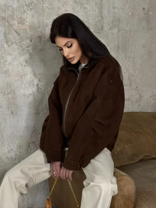 Дубленка - бомбер на молнии из овчины MERINO - фото 3