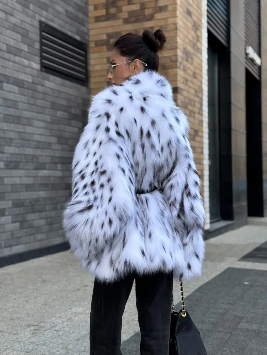 Шуба летучка из меха лисы под рысь Exclusive - фото 10