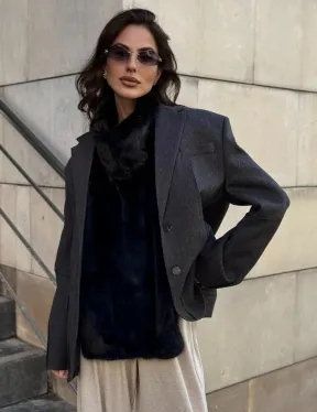 Черная норковая манишка - фото 7