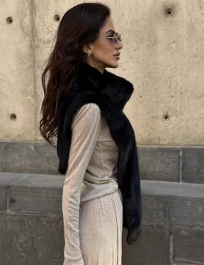 Черная норковая манишка - фото 4