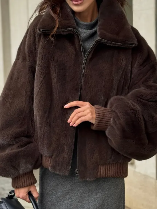 Норковая шуба - бомбер - фото 1