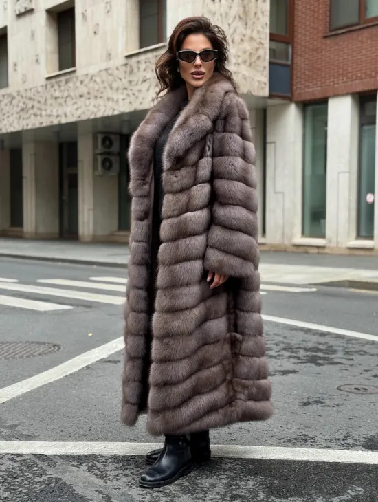 Шуба из меха куницы в цвете Truffle - фото 8