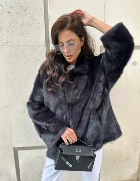 Норковый полушубок - графит - фото 4