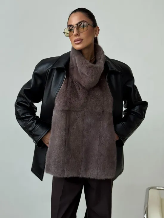 Норковая женская манишка - фото 6