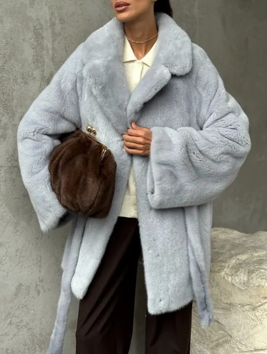 Полушубок из голубой норки - фото 3