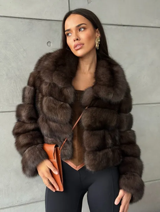 Короткая шуба из баргузинского соболя - фото 9