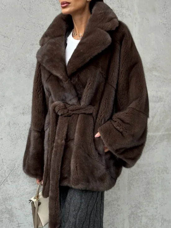 Полушубок норковый с английским воротником - летучка - фото 5