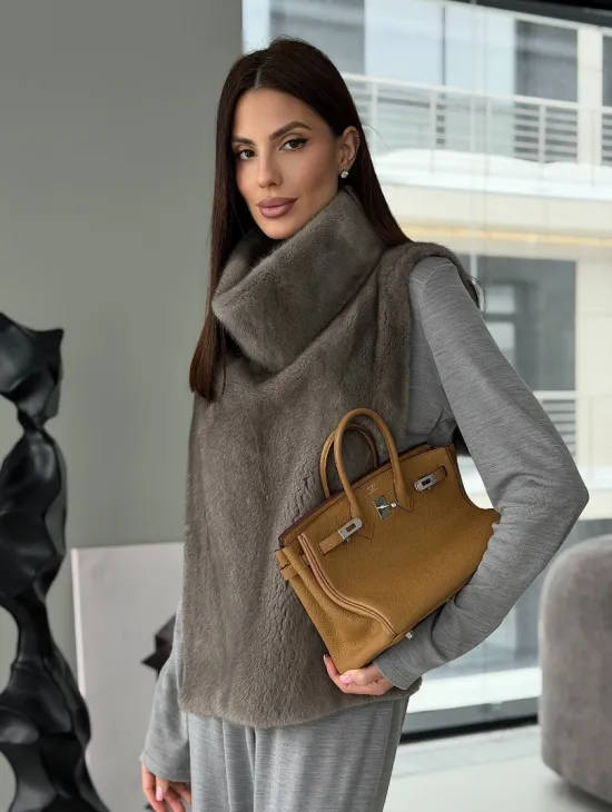 Манишка норковая серая - фото 16