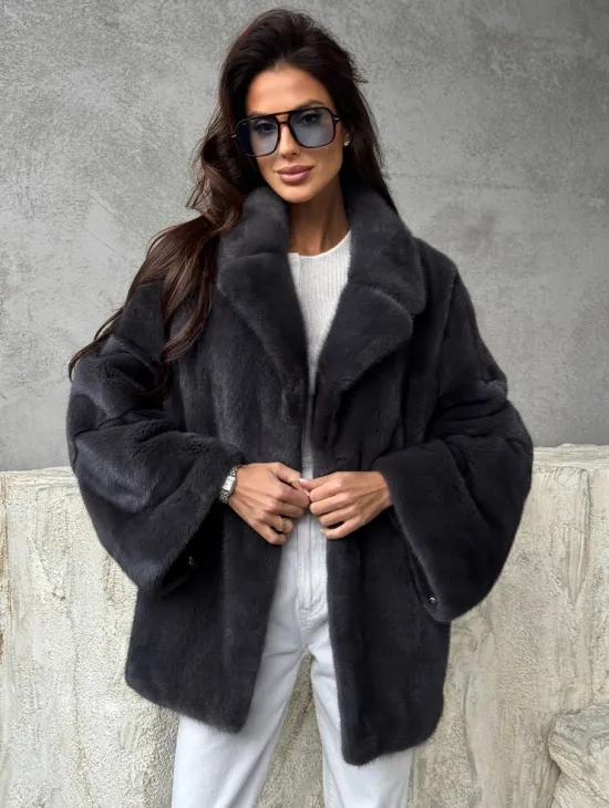 Серый норковый полушубок - автоледи - фото 8