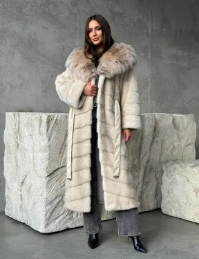 Норка шуба паркет с капюшоном рысь - фото 10