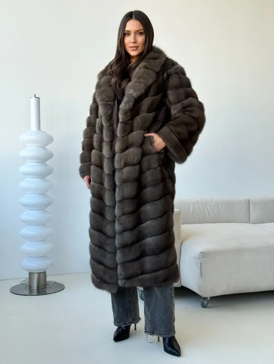 Длинная шуба из соболя - фото 0