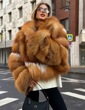 Шуба из лисы с капюшоном - фото 0