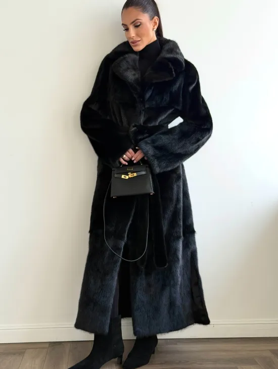 Черная шуба из меха норки - классический стиль - фото 3