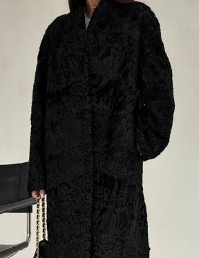 Черная шуба из каракуля - фото 1