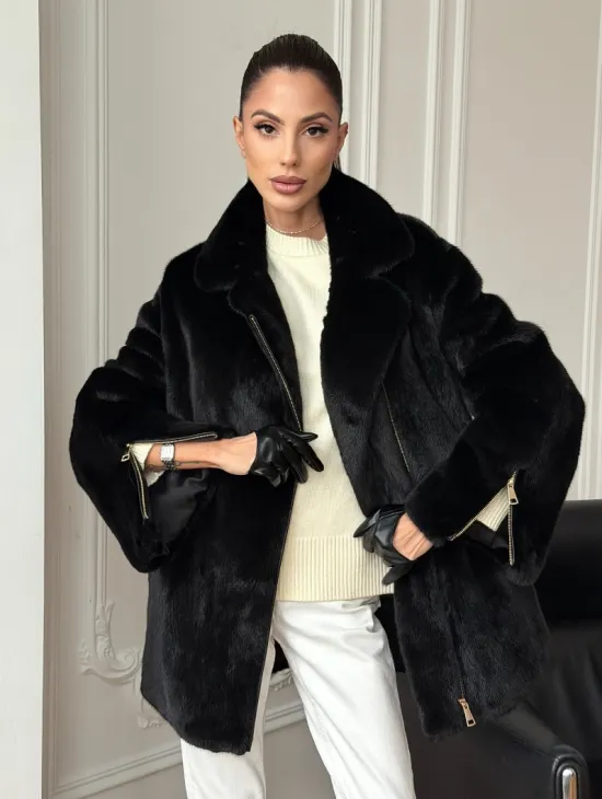 Черная норковая косуха - фото 13