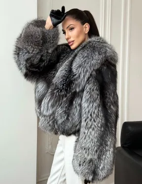 Кроп-шуба из чернобурой лисы - фото 7