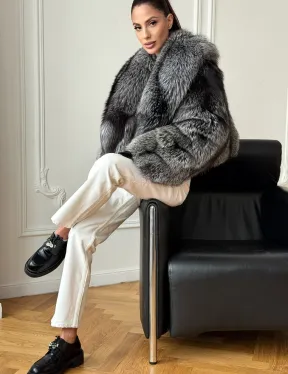 Кроп-шуба из чернобурой лисы - фото 4