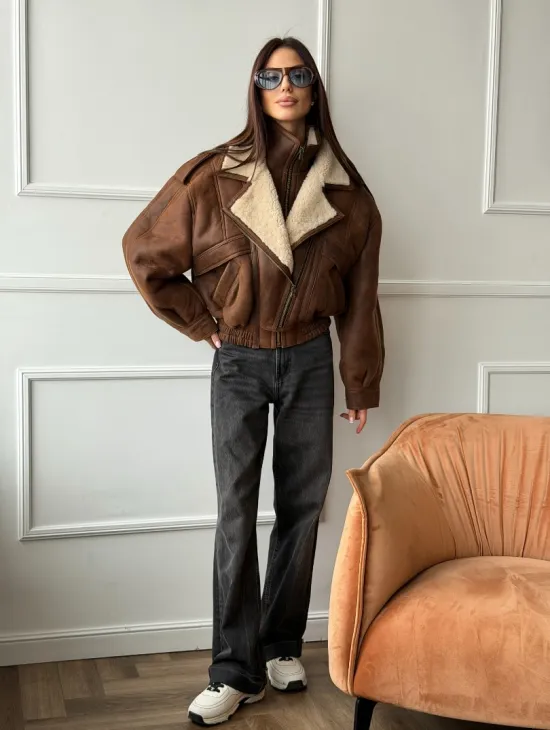 Молодежная куртка - дубленка из овчины - фото 6