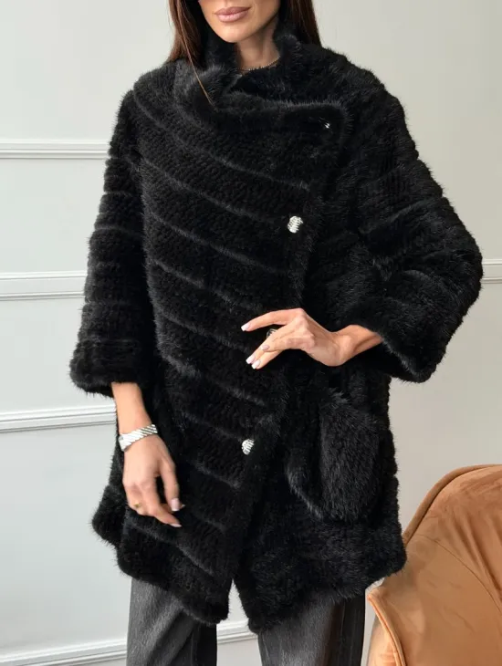 Меховое пальто из вязаной норки - фото 4