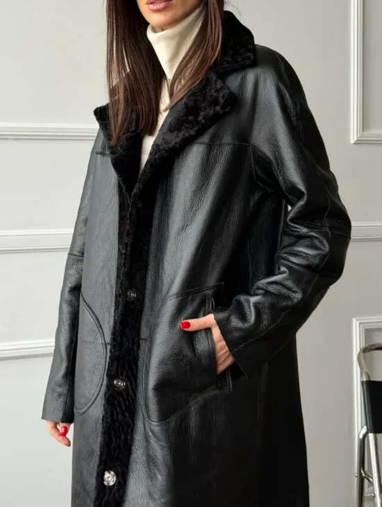 Дубленка из натуральной овчины астраган - фото 2