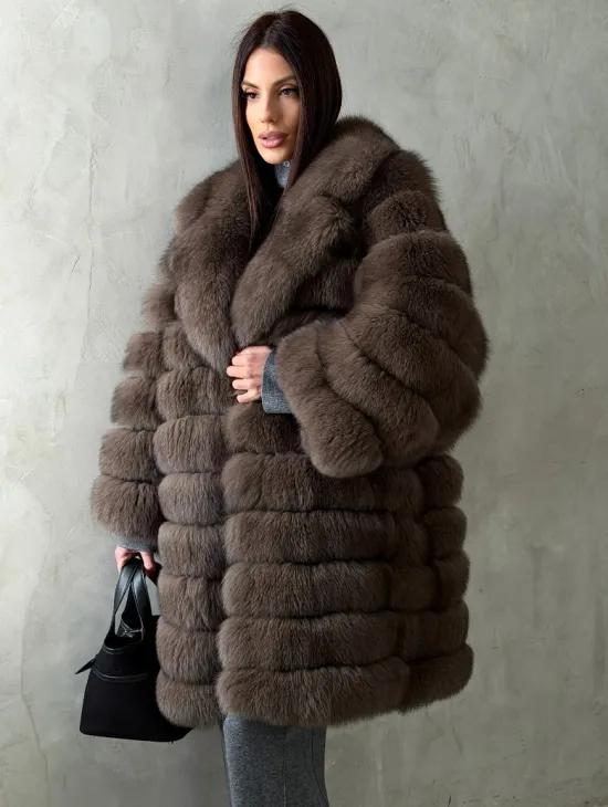 Шуба из песца под соболь - английский воротник - фото 7