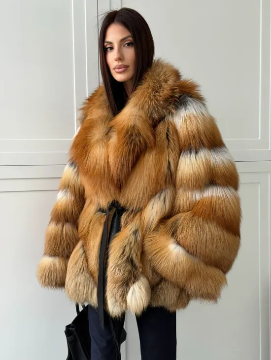 Шуба из лисы огневки - оверсайз - фото 6