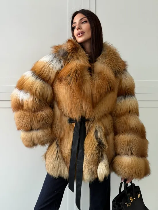Шуба из лисы огневки - оверсайз - фото 7