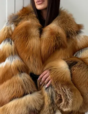 Шуба из лисы огневки - оверсайз - фото 1
