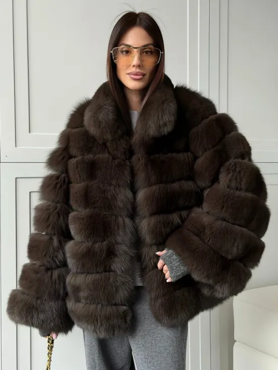 Шуба из натурального песца под соболь - фото 6