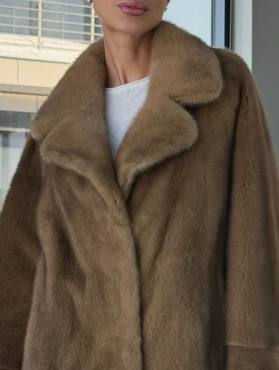 Короткая норка кимоно роспуск - английский воротник - фото 1