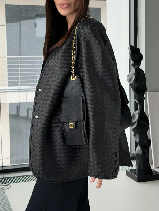 Женский пиджак из натуральной кожи - фото 3