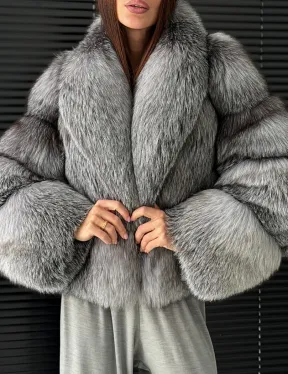 Полушубок - кроп из меха блюфрост - фото 1