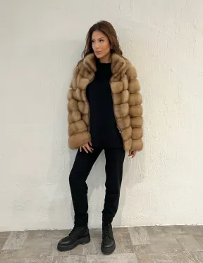 Шуба из меха куницы на молнии - фото 9