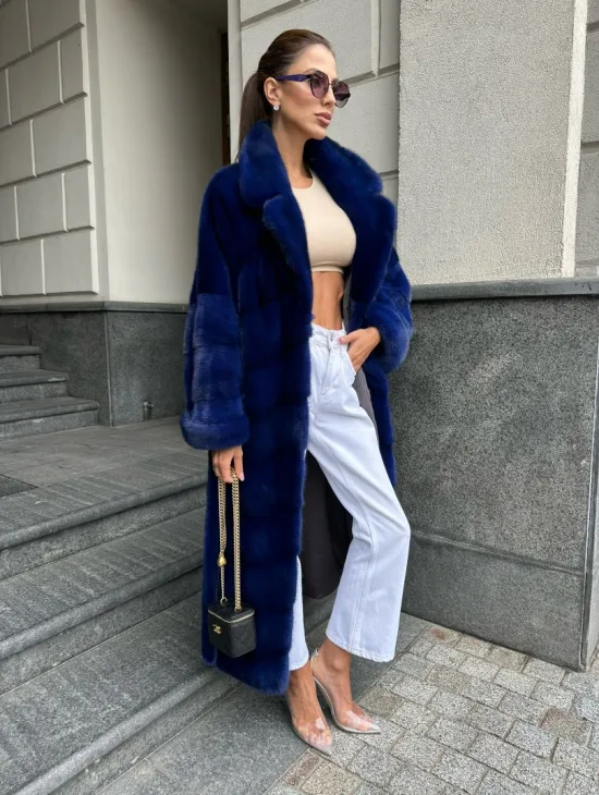 Норковая шуба - цвет электрик - фото 7