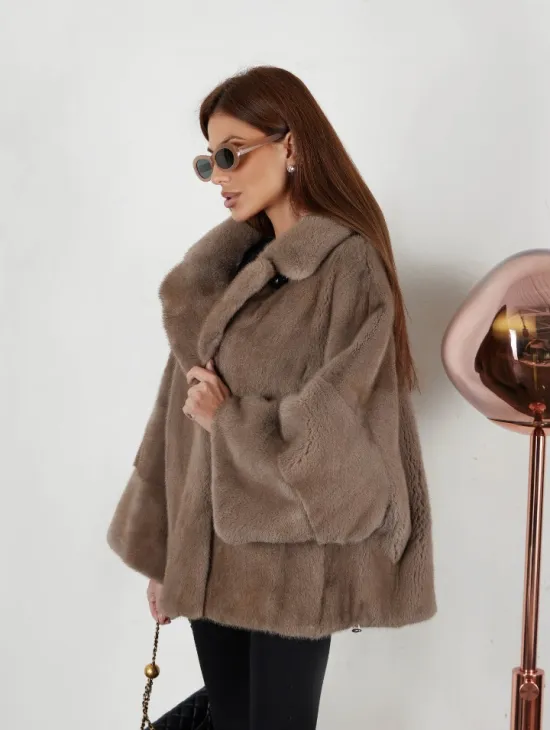 Шуба Premium Style свободного кроя из меха норки - фото 2